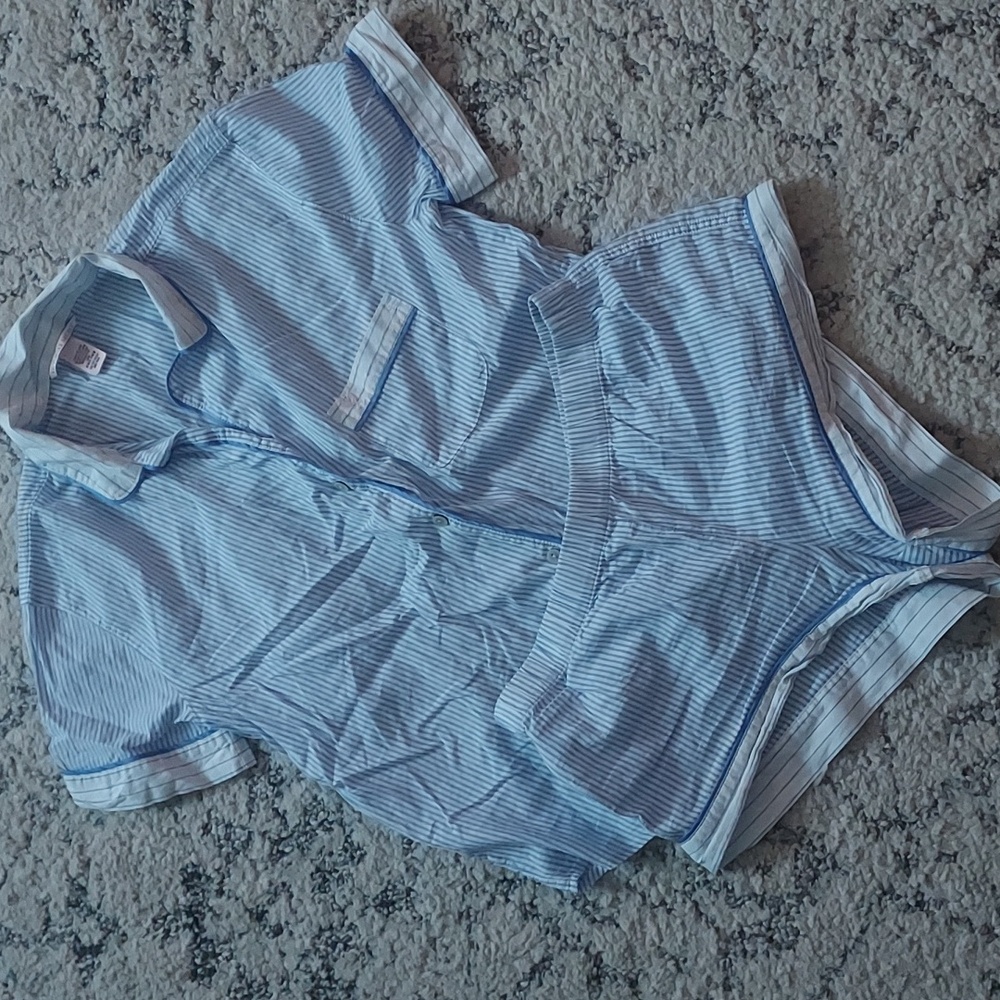 Victoria's Secret Blue Striped Pajama Set